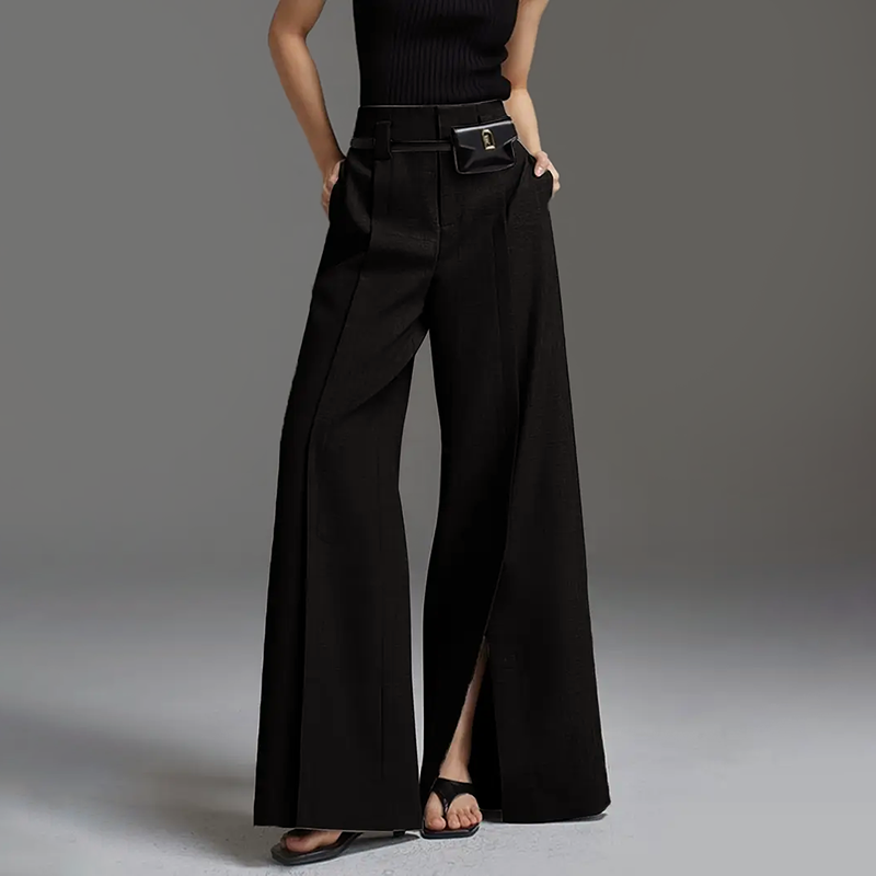 Addison | Tailored Wide Leg Pants with Front Slit