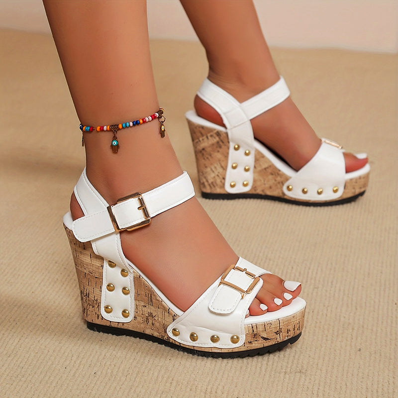 Nadine | Studded Wedge Sandals with Strap