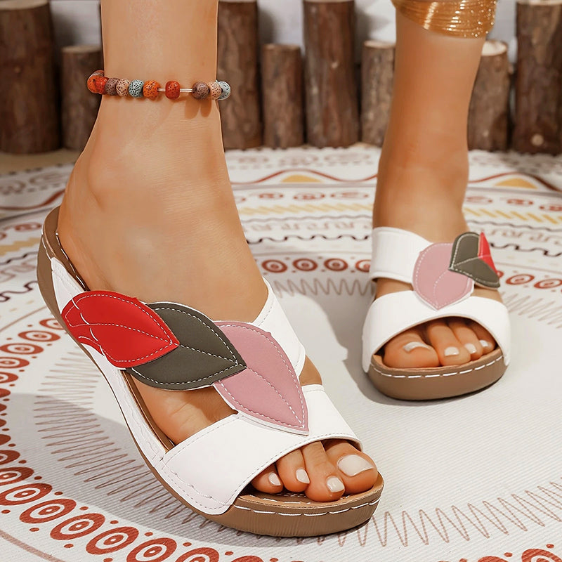 Olina | Open Toe Flat Slide Sandals