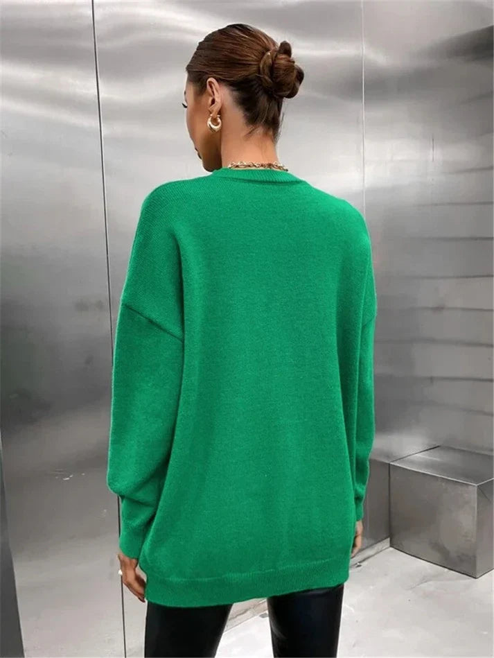 Emeline | Vibrant Green Oversized Polyester Sweater