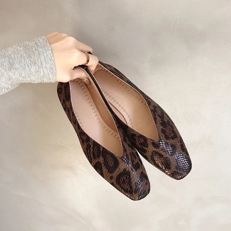 Raina | Pointed Toe Leopard Flats