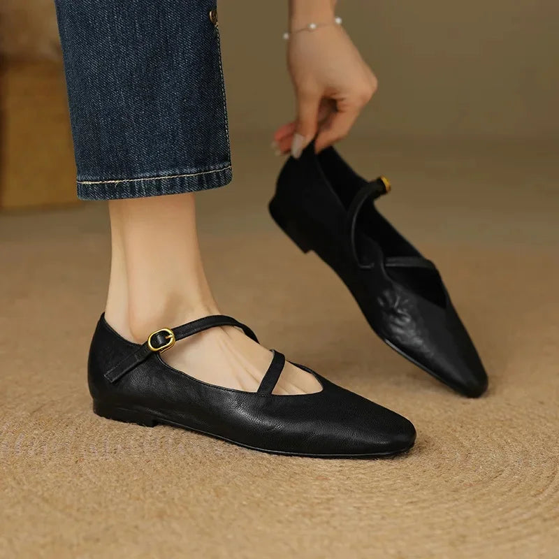 Bellefleur | Closed Toe Buckle Strap Mary Jane Flats
