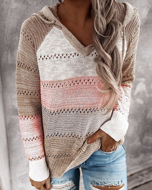 Lucienne | Color Block Crochet Hoodie