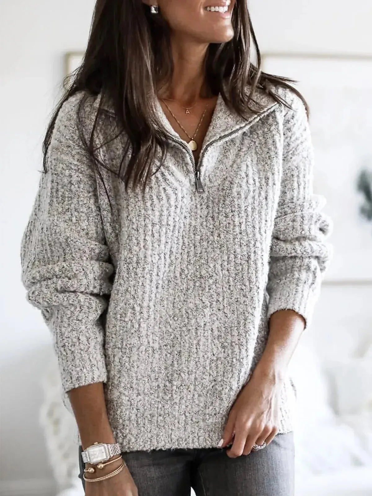 Sloane | Oversized Quarter-Zip Long Sleeve Sweater