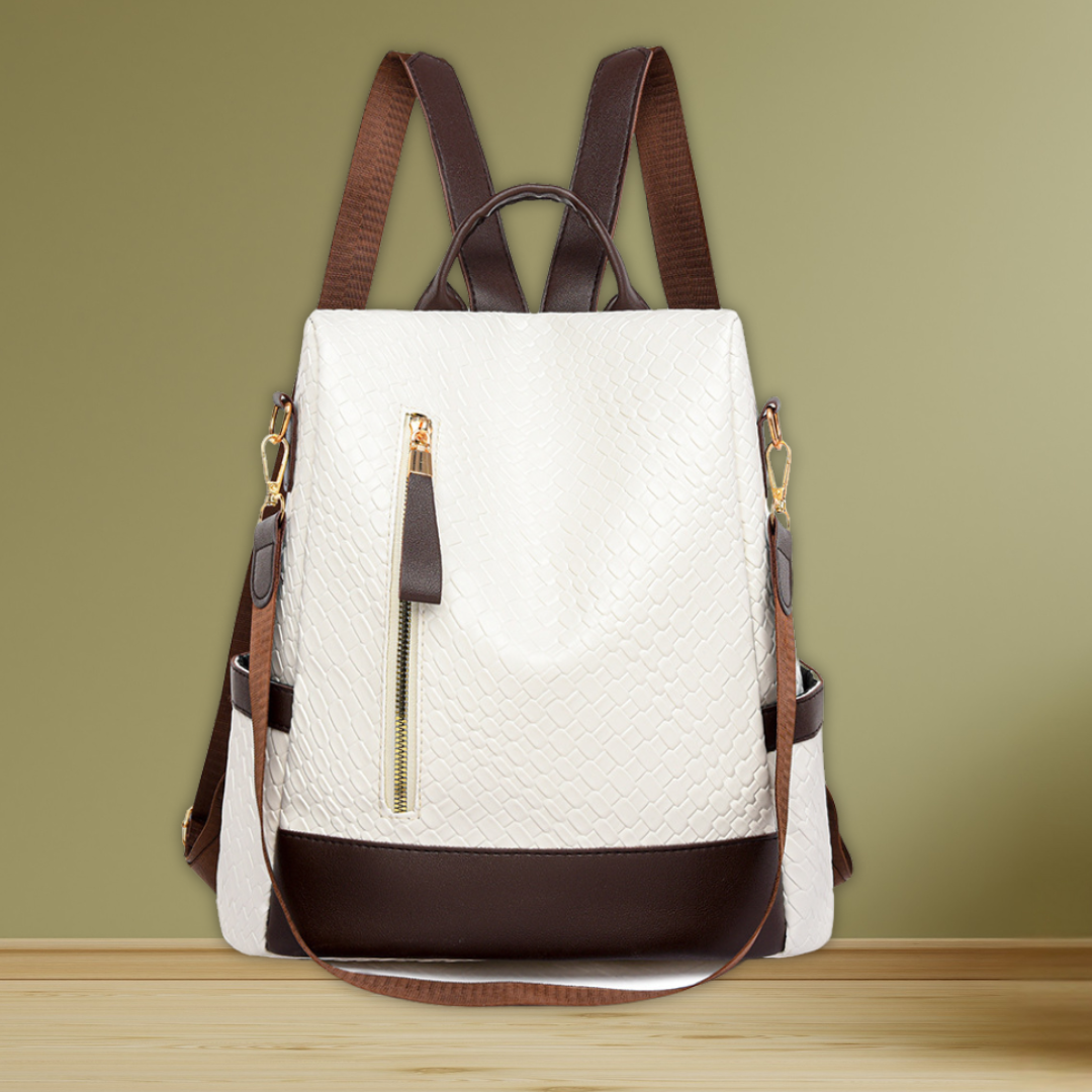 Adalie | Soft Leather Woven Backpack With Ample Storage