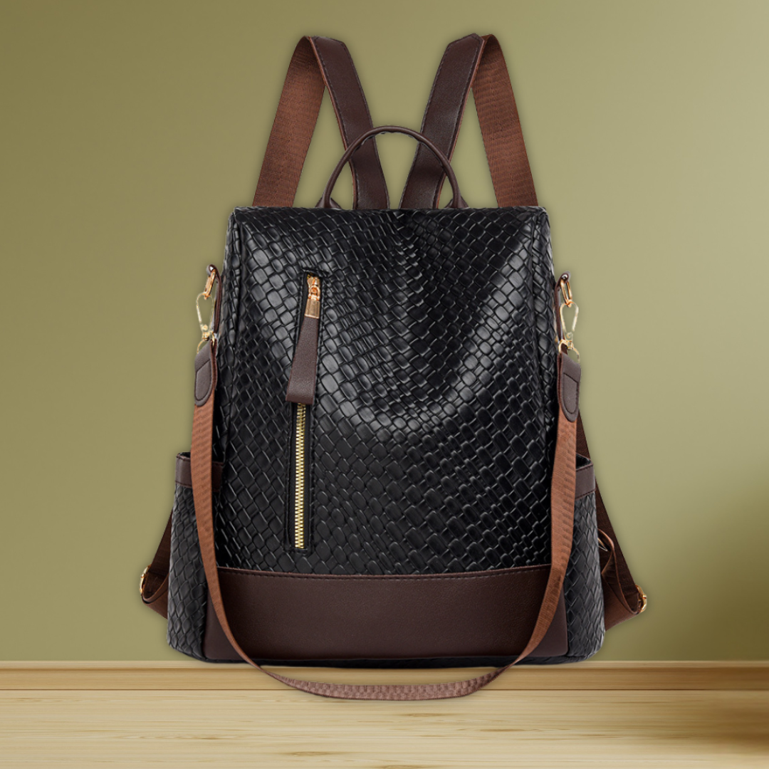 Adalie | Soft Leather Woven Backpack With Ample Storage
