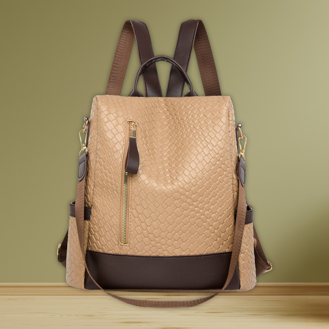 Adalie | Soft Leather Woven Backpack With Ample Storage