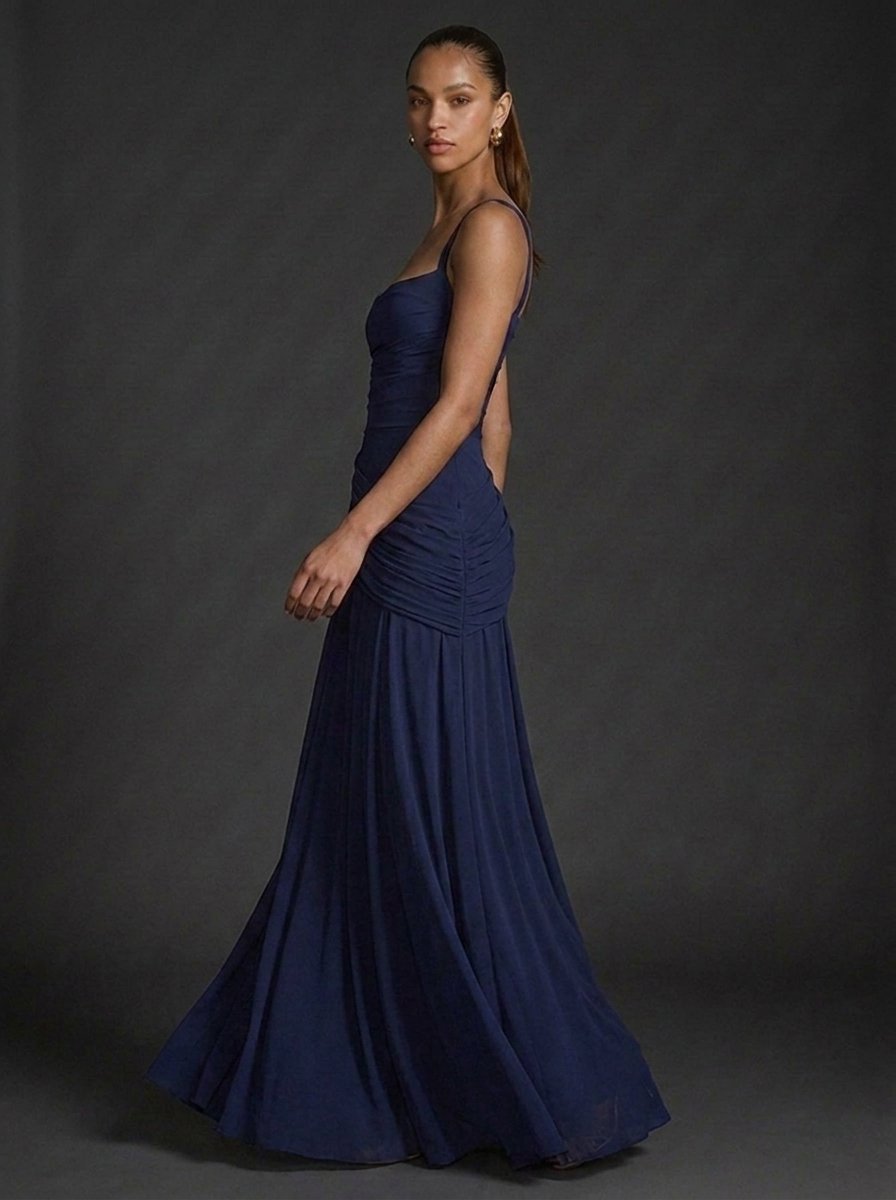 Salome | Square-Neck Sleeveless Ruched Maxi Gown