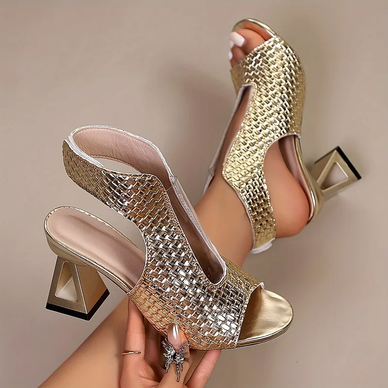 Stefania | Woven Block Heel Sandals