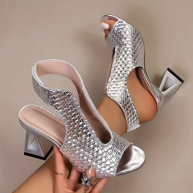 Stefania | Woven Block Heel Sandals