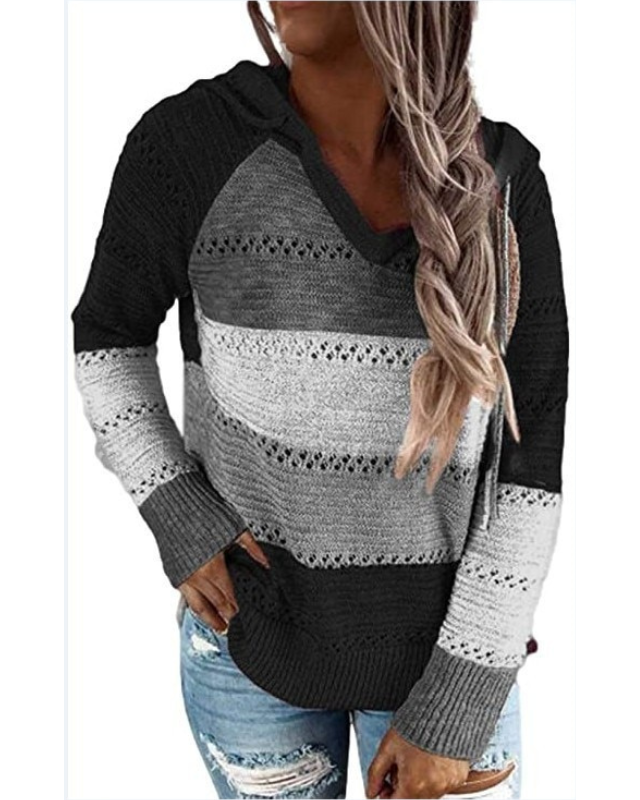 Lucienne | Color Block Crochet Hoodie