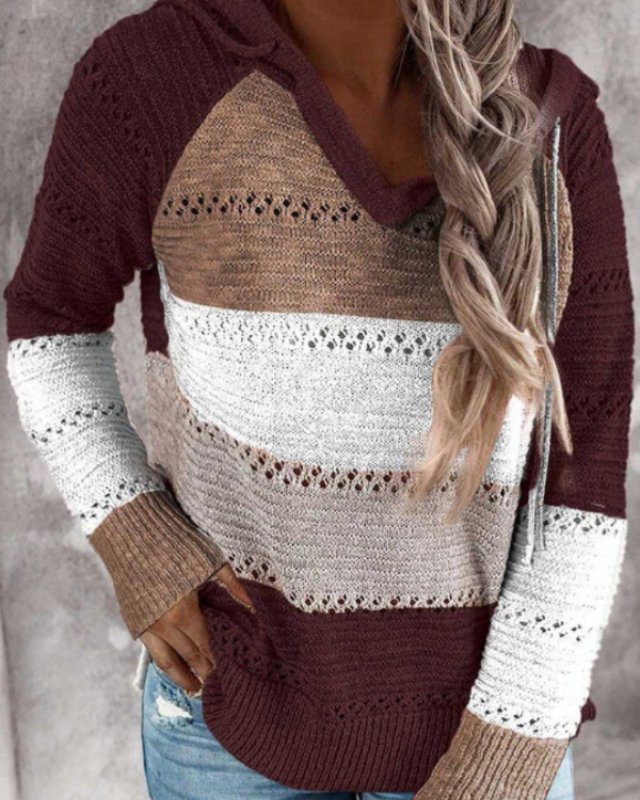 Lucienne | Color Block Crochet Hoodie