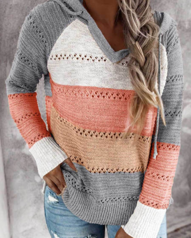 Lucienne | Color Block Crochet Hoodie