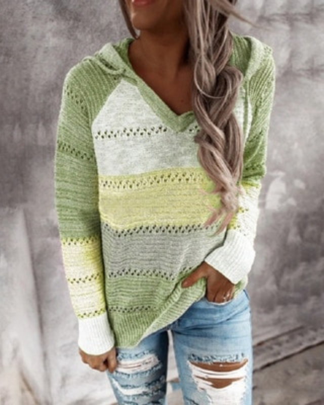 Lucienne | Color Block Crochet Hoodie