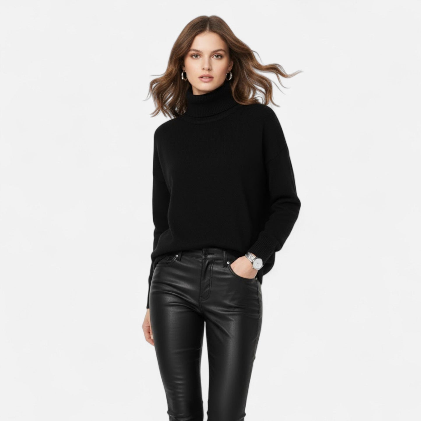 Lorelai | Wool-Blend Turtleneck Sweater – Oversized Thick Knit