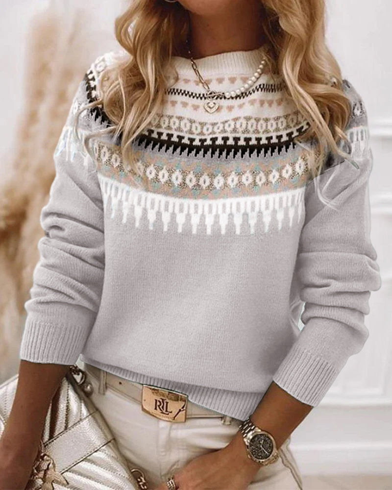 Waverly | Boho Crew-Neck Long Sleeve Sweater