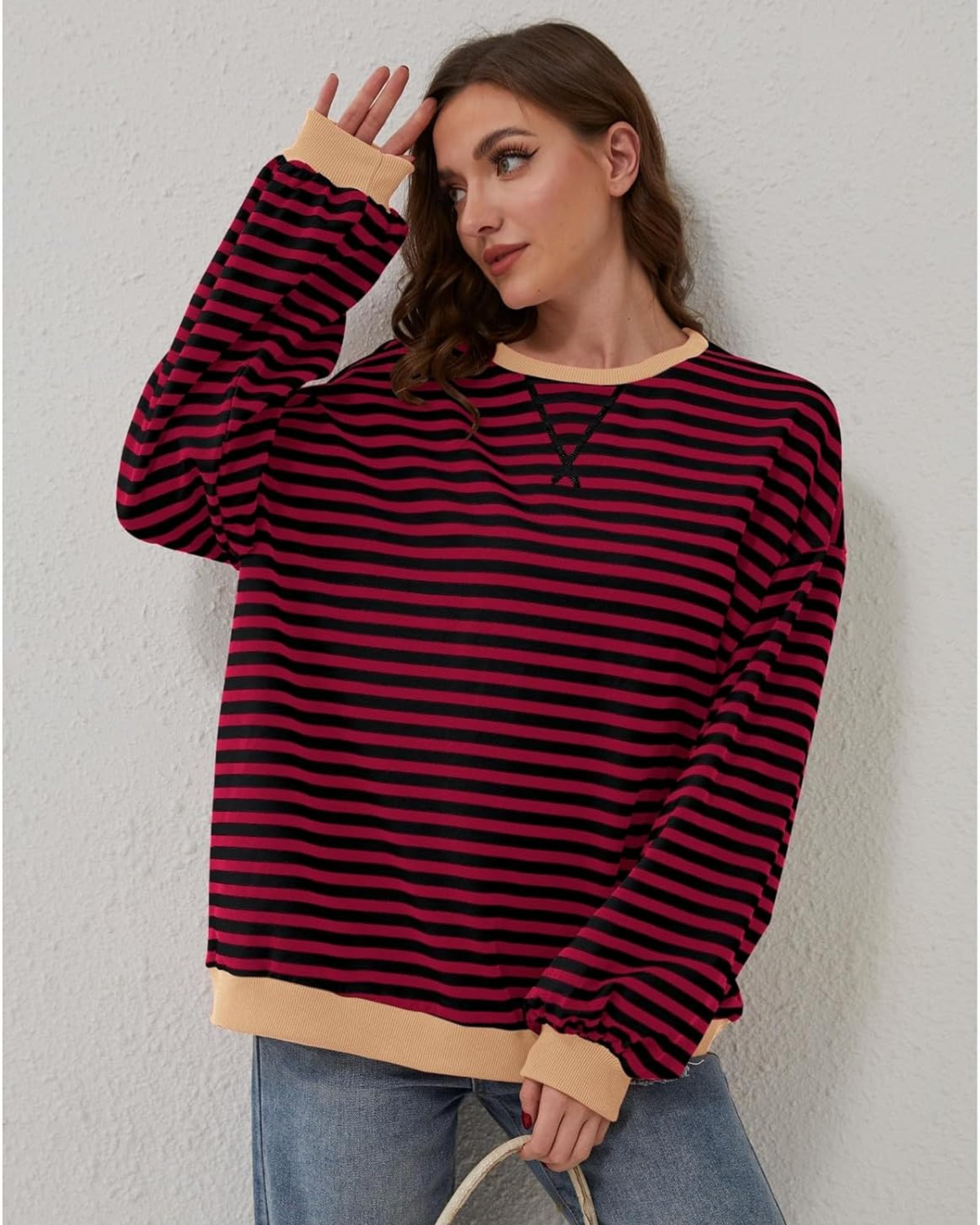 Kaia | Oversized Striped Sweatshirt