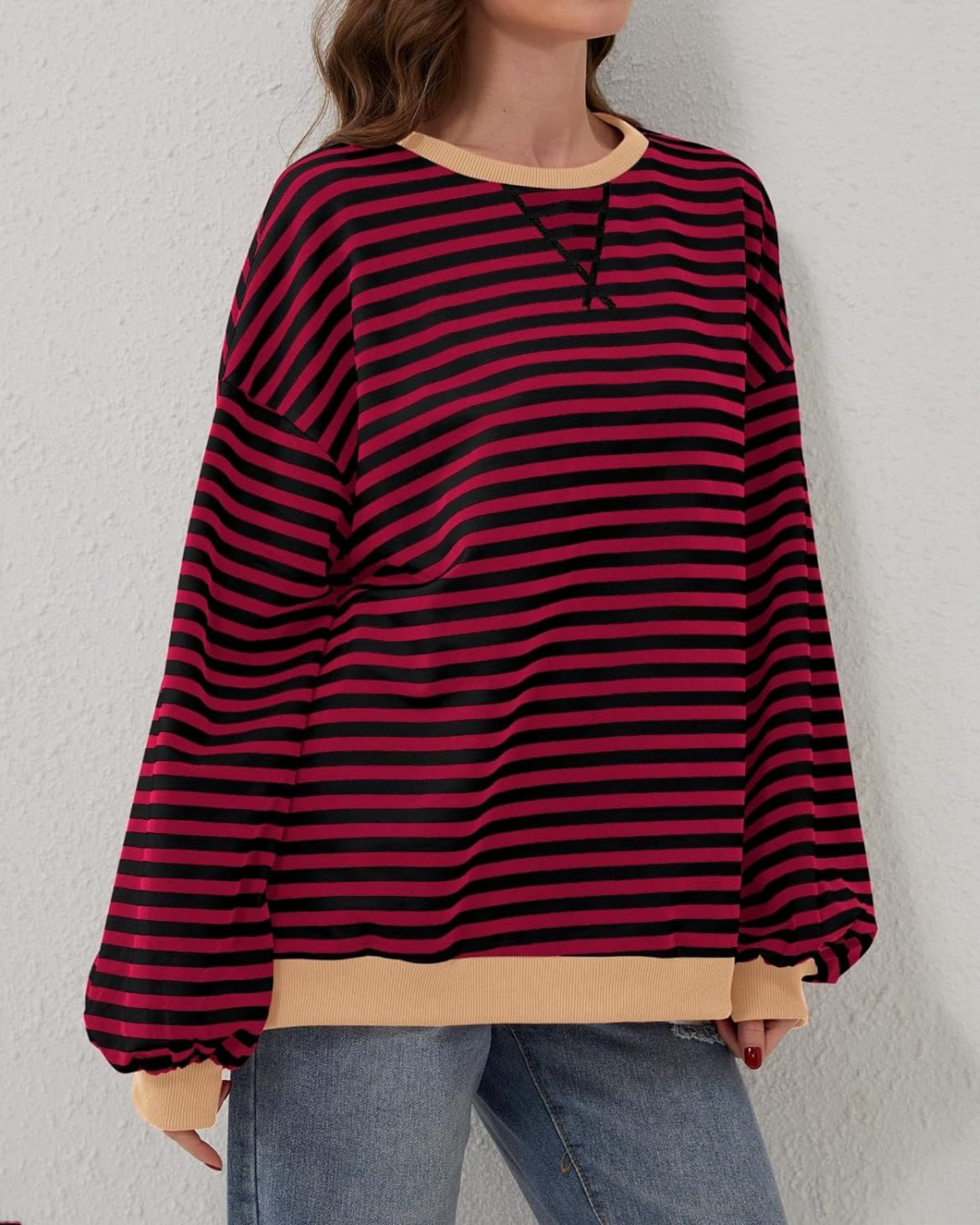 Kaia | Oversized Striped Sweatshirt