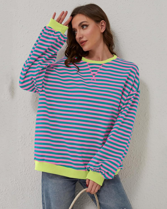 Kaia | Oversized Striped Sweatshirt