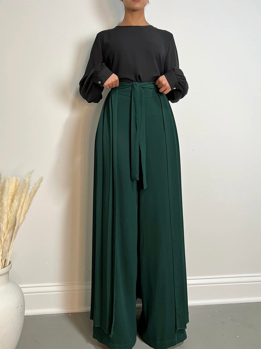 Vesper | Pleated Overskirt Pants Set