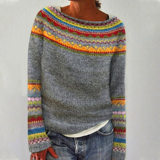 Charlotte | Isle Striped Yoke Long Sleeve Sweater