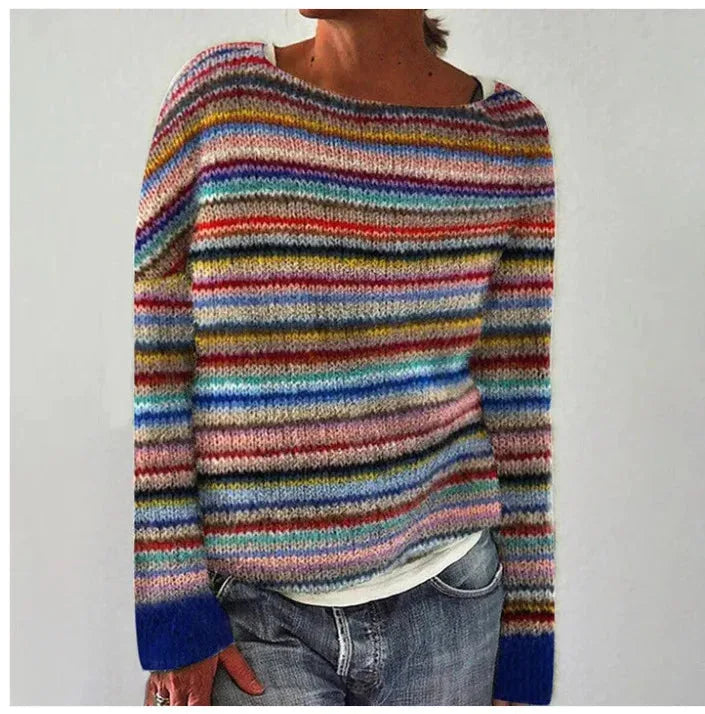 Charlotte | Isle Striped Yoke Long Sleeve Sweater