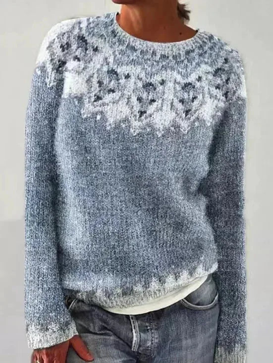 Charlotte | Isle Striped Yoke Long Sleeve Sweater
