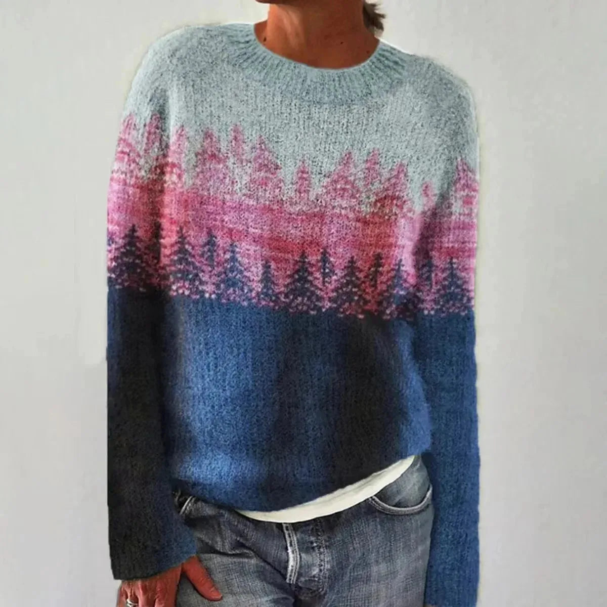 Charlotte | Isle Striped Yoke Long Sleeve Sweater