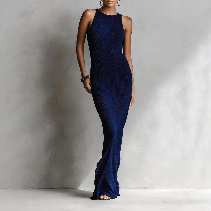 Zoey | Fitted Sleeveless Ribbed Knit Maxi Dress