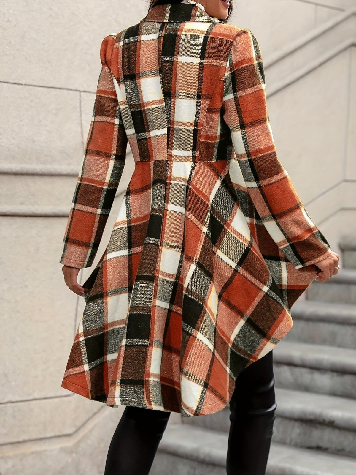 Adele | Women's Draped Plaid Jacket for Winter