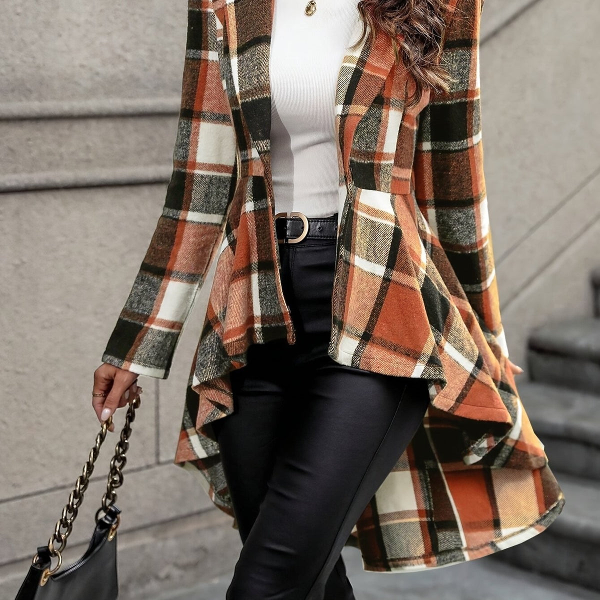 Adele | Women's Draped Plaid Jacket for Winter