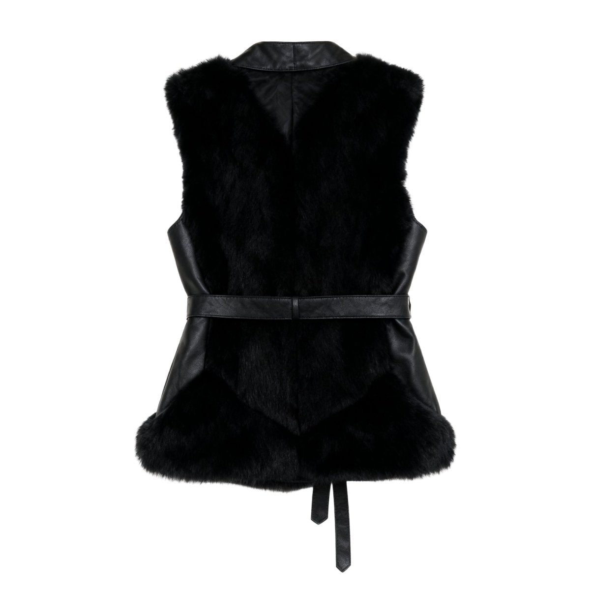 Adelheid | Belted Leather Vest with Fur Trim photo