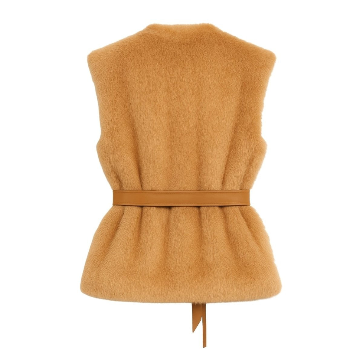 Adelheid | Belted Leather Vest with Fur Trim photo