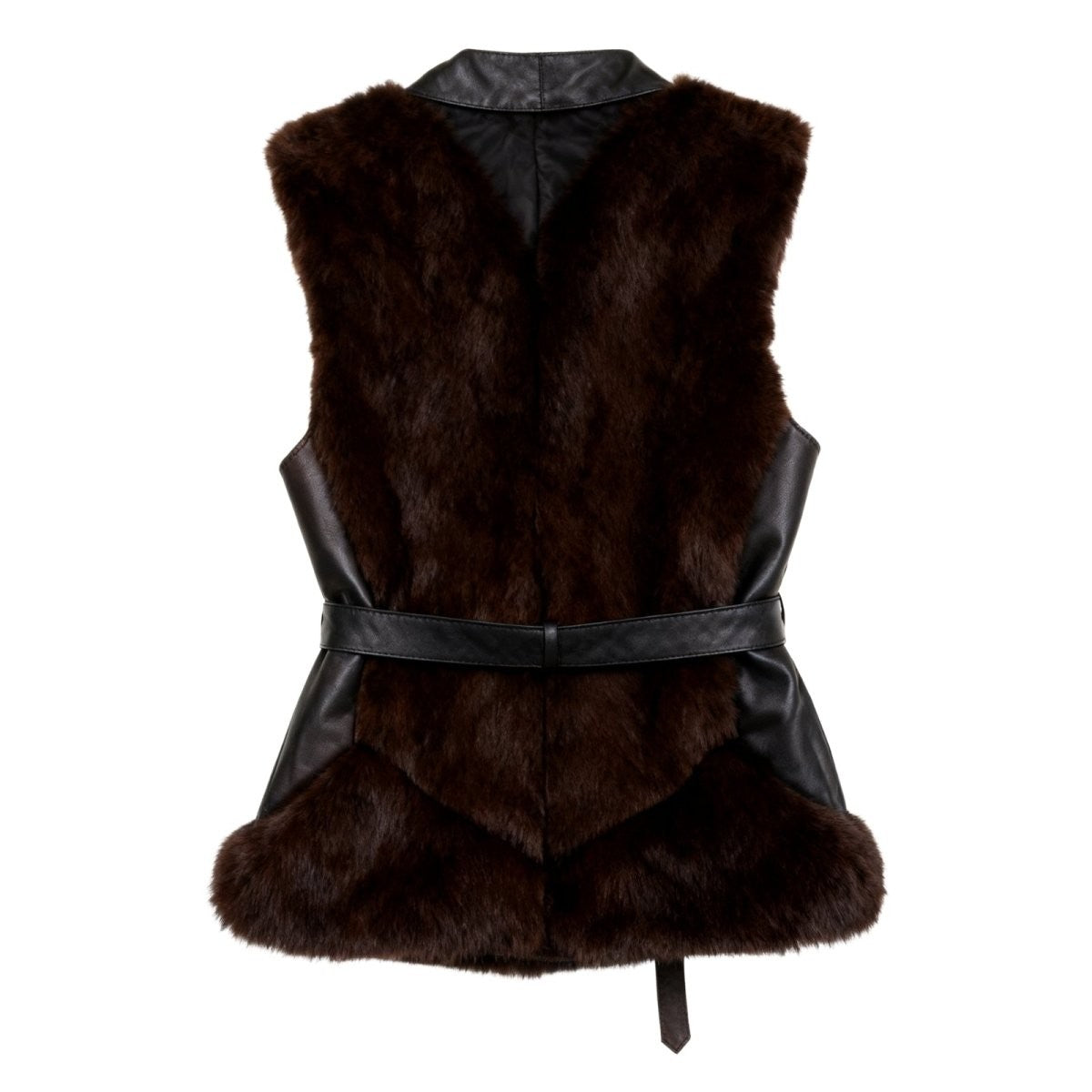 Adelheid | Belted Leather Vest with Fur Trim photo