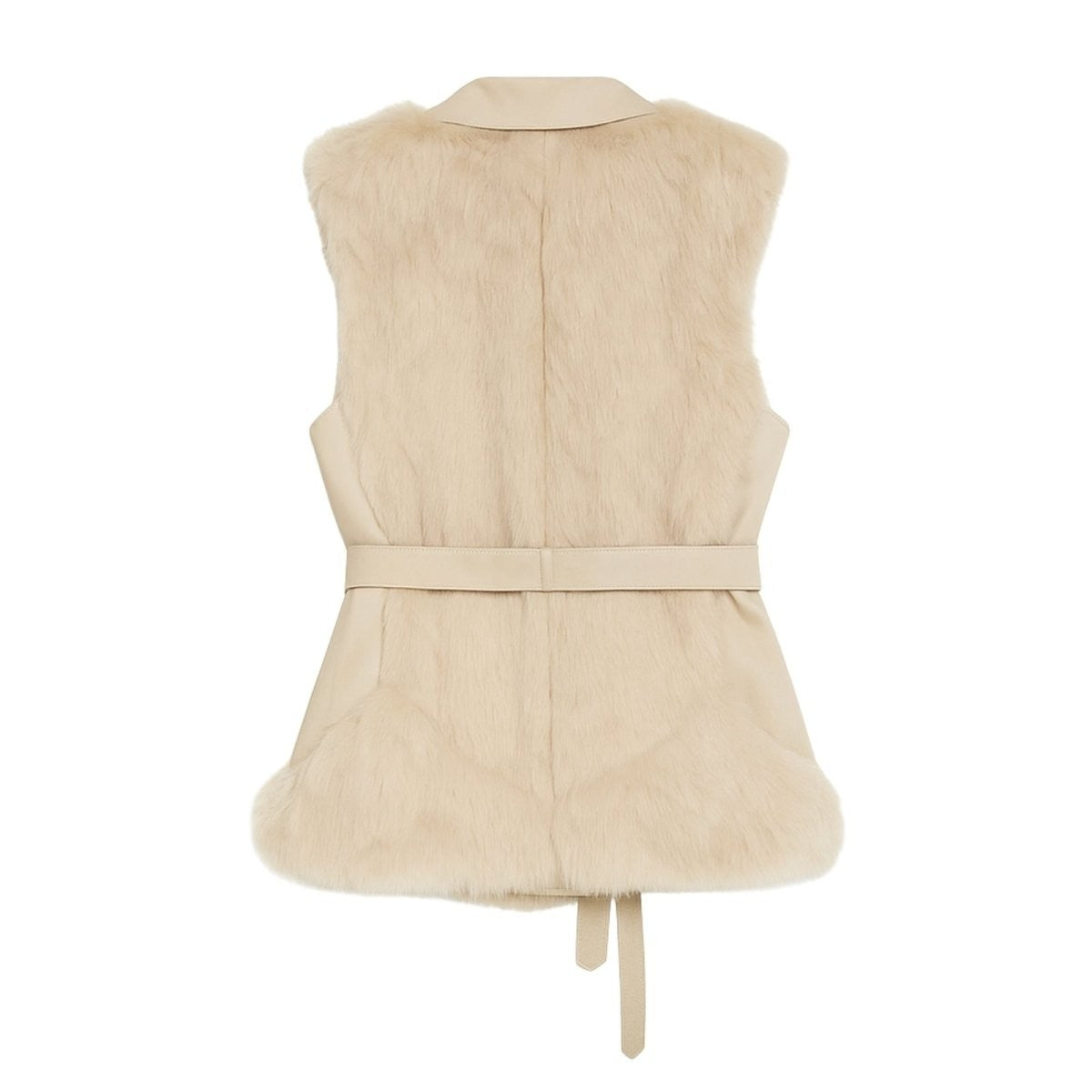 Adelheid | Belted Leather Vest with Fur Trim photo