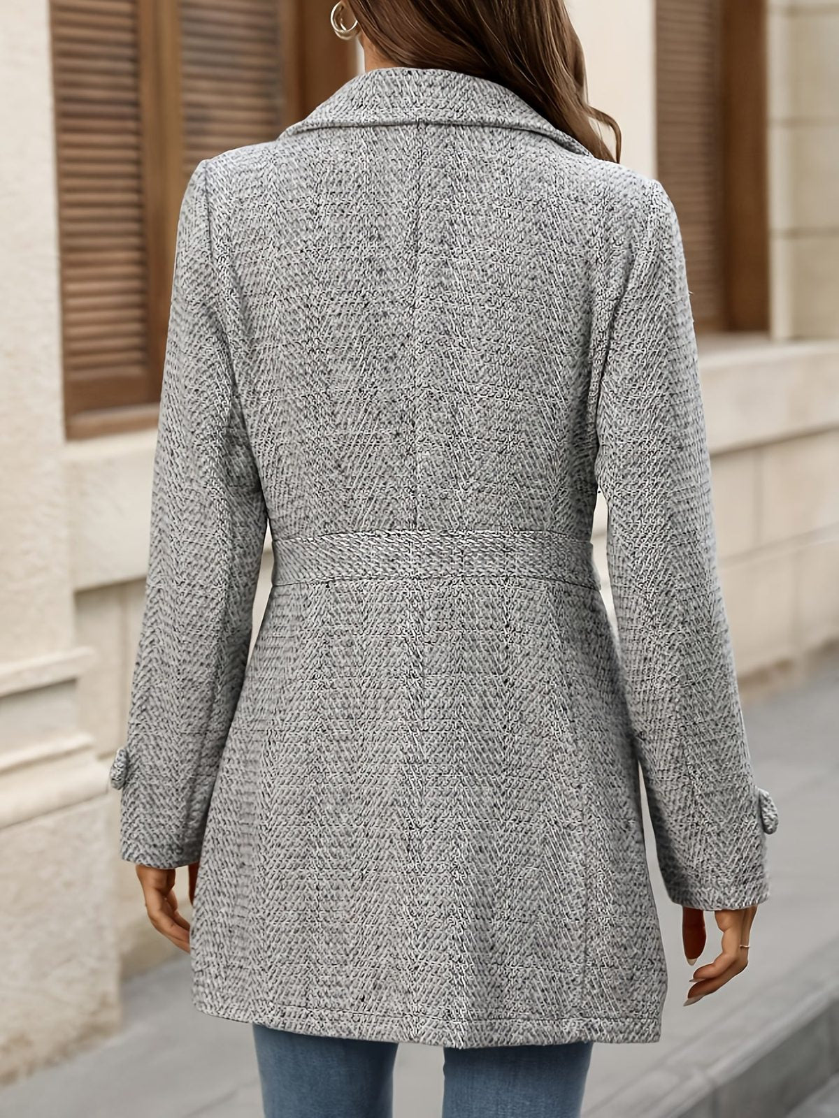 Adriana | Women's Waist-Defining Herringbone Coat