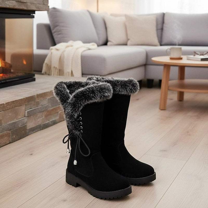 Calandra | Women's Fur-Trimmed Knee-High Winter Boots