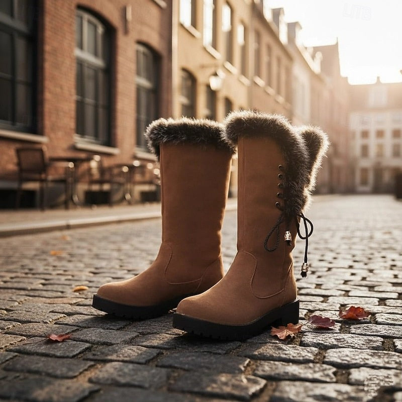 Calandra | Women's Fur-Trimmed Knee-High Winter Boots