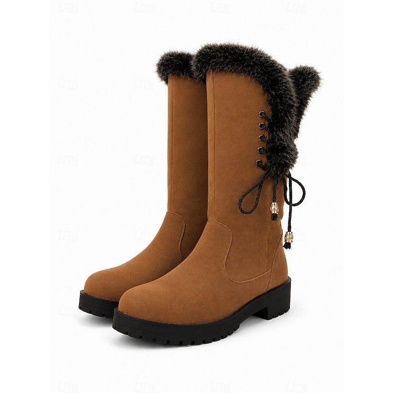 Calandra | Women's Fur-Trimmed Knee-High Winter Boots