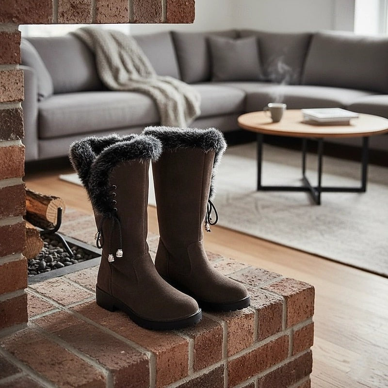Calandra | Women's Fur-Trimmed Knee-High Winter Boots