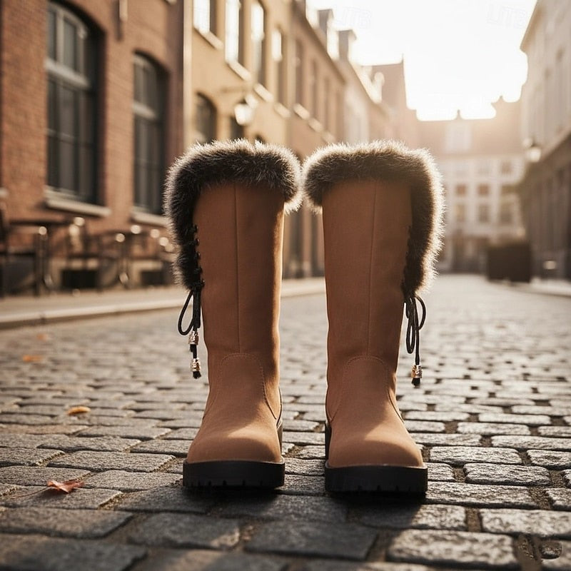 Calandra | Women's Fur-Trimmed Knee-High Winter Boots