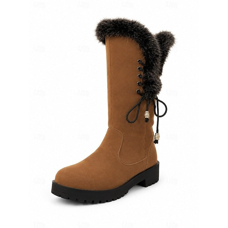 Calandra | Women's Fur-Trimmed Knee-High Winter Boots