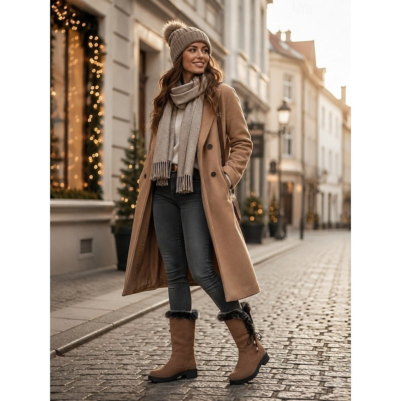 Calandra | Women's Fur-Trimmed Knee-High Winter Boots
