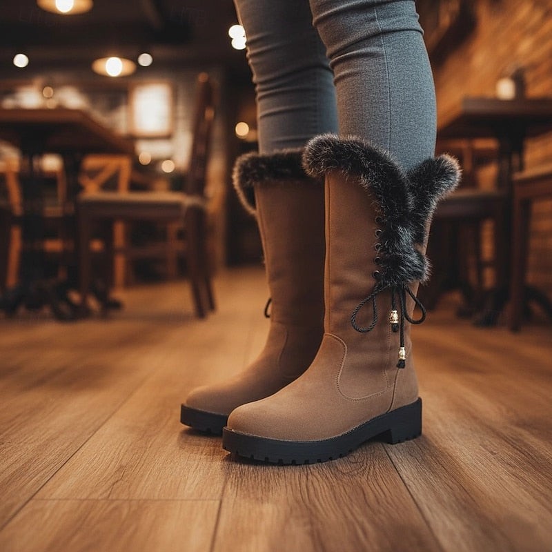 Calandra | Women's Fur-Trimmed Knee-High Winter Boots