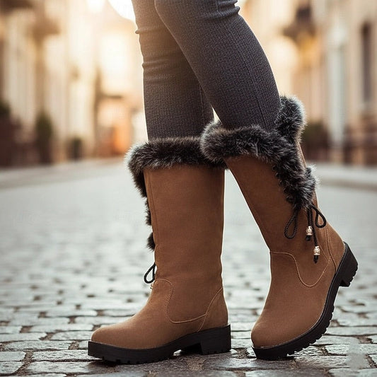 Calandra | Women's Fur-Trimmed Knee-High Winter Boots