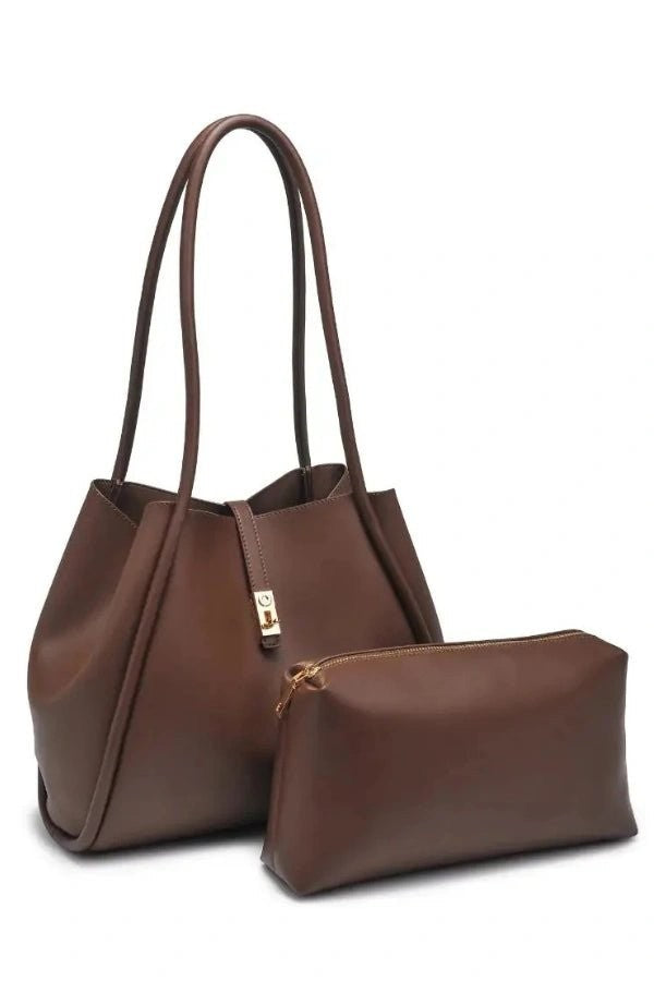 Anastasia | Vegan Leather Turn-Lock Tote Bag photo