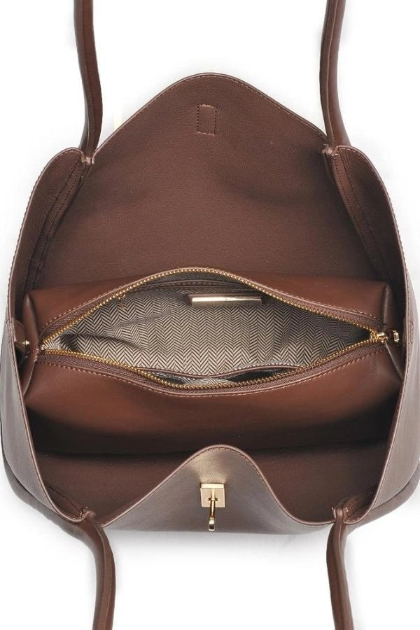 Anastasia | Vegan Leather Turn-Lock Tote Bag photo