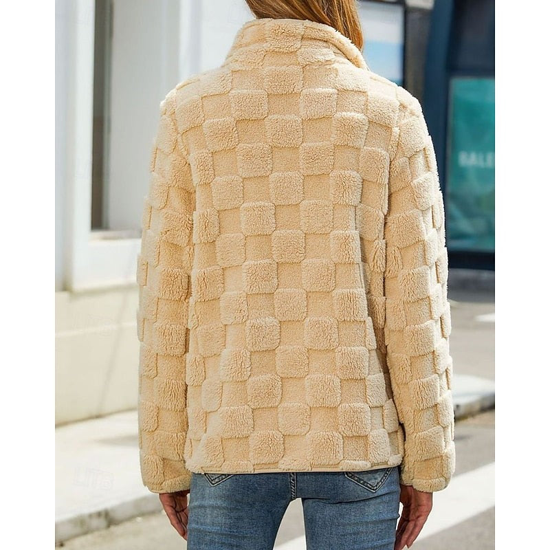 Annika | Women's Textured Stand-Collar Zip Coat
