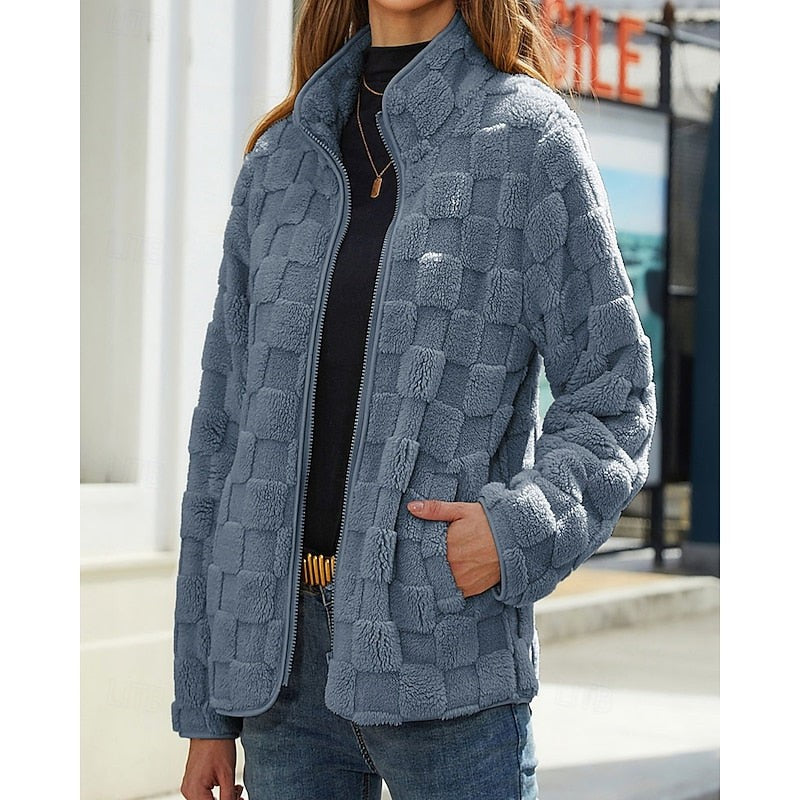 Annika | Women's Textured Stand-Collar Zip Coat
