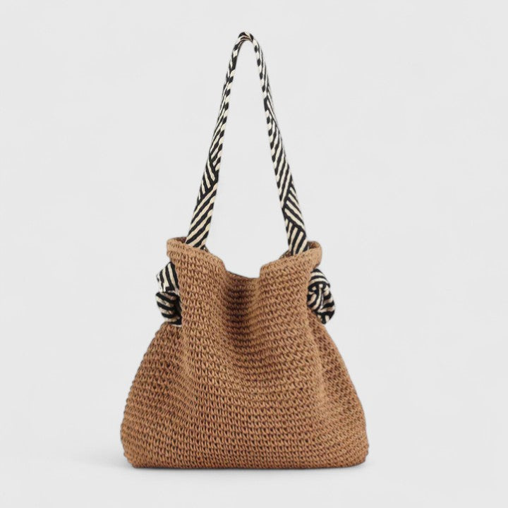 Hollis | Striped-Handle Straw Shoulder Bag